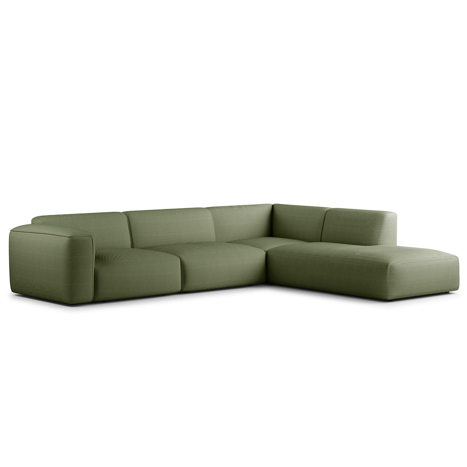 3-SITZER ECKSOFA mit Recamiere - Dunkelgrün/Schwarz, Textil (295/231cm) - home24