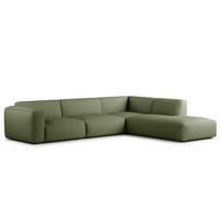3-SITZER ECKSOFA mit Recamiere - Dunkelgrün/Schwarz, Textil (295/231cm) - home24