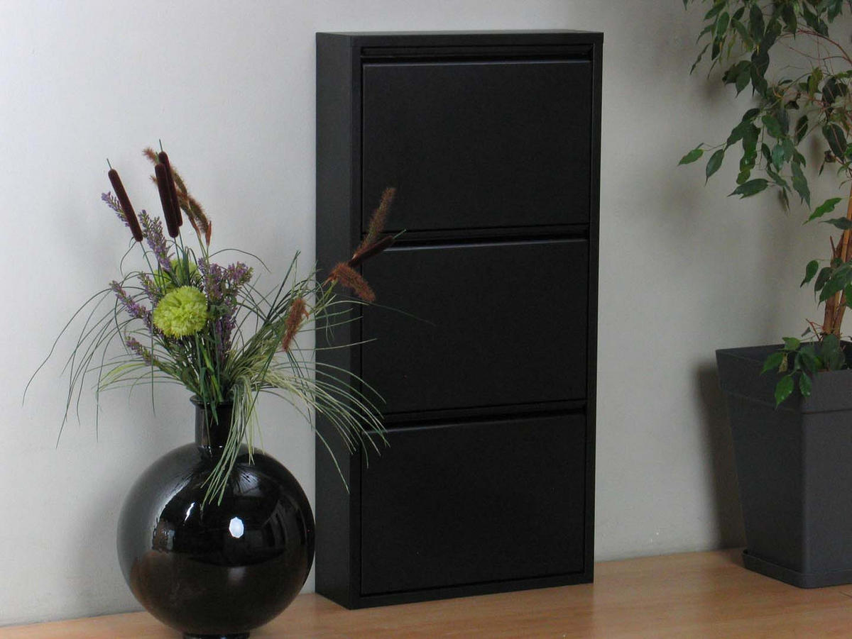 SCHUHKIPPER schwarz - Schwarz, Holzwerkstoff (50/106/16cm) - ebuy24