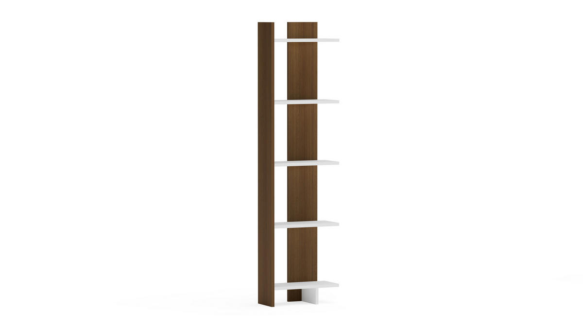 ECKREGAL Alis Weiß Walnuss - Walnussfarben/Weiß, Holzwerkstoff (45/180/21.6cm) - Decorotika