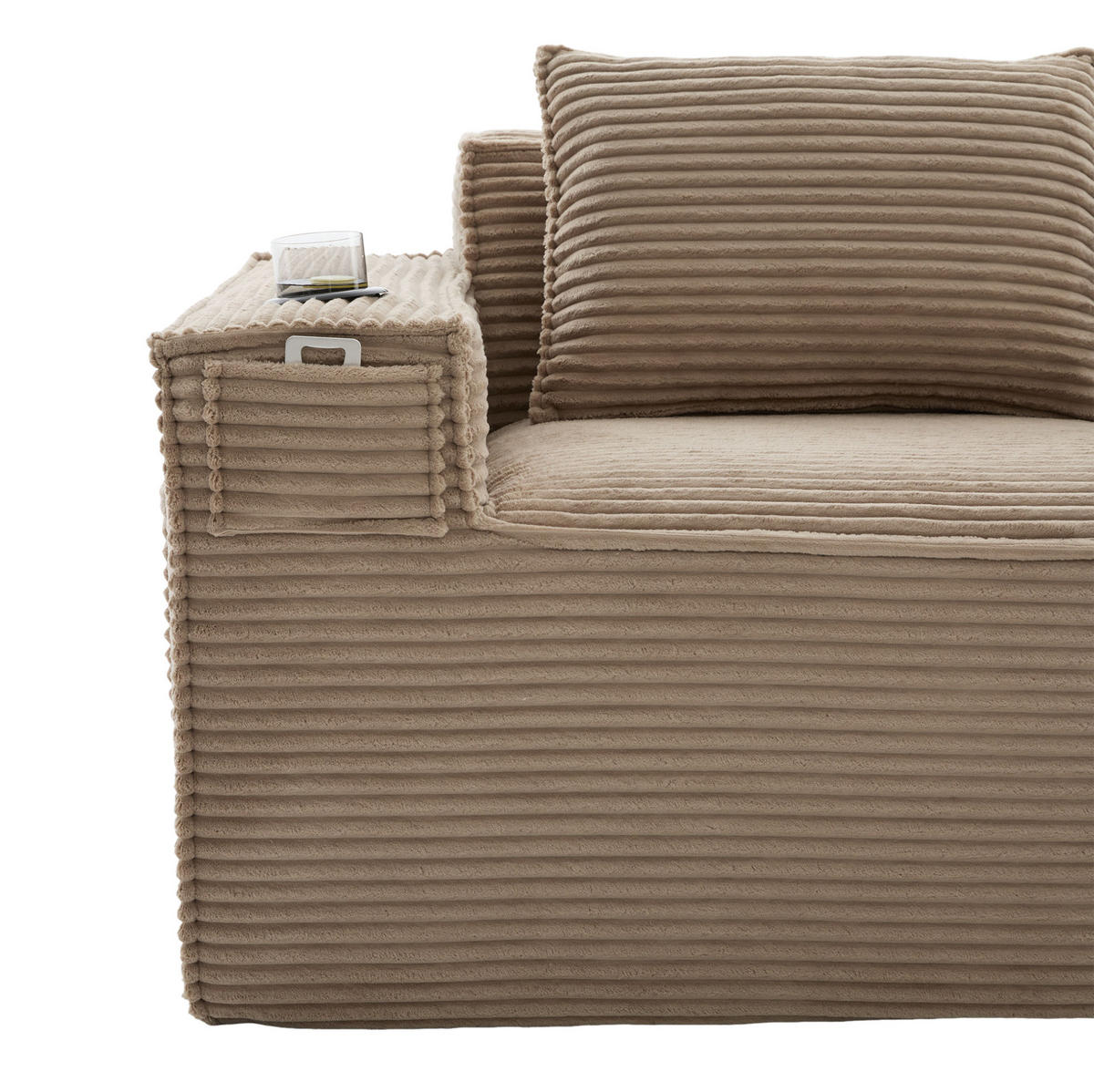 SOFA modulares 2-Sitzer 188 x 90 x 75 cm Cord Khaki - Braun, Kunststoff (188/75/90cm) - Meubliv