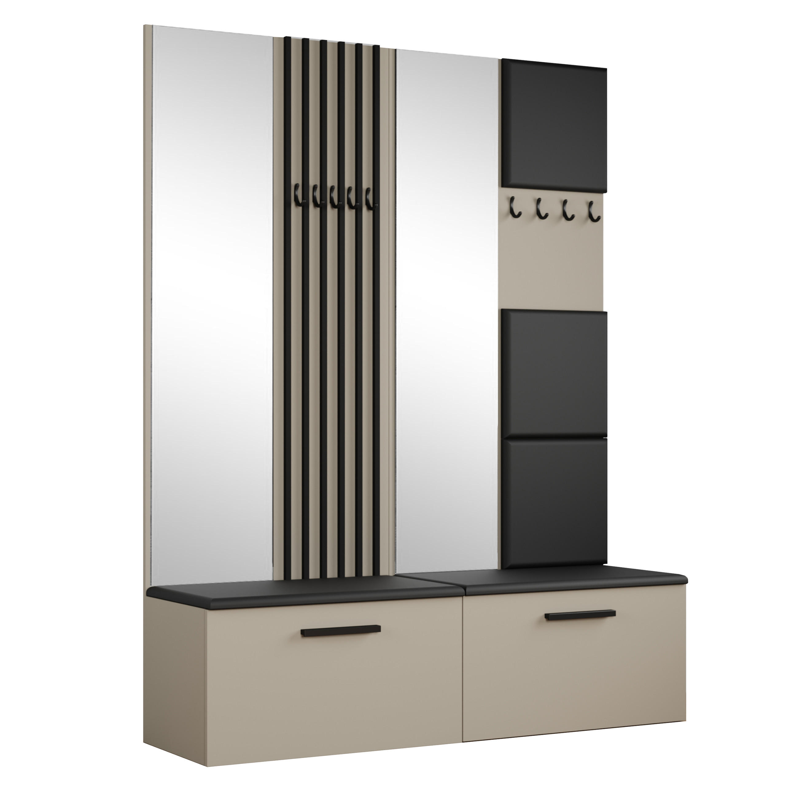 GARDEROBENSCHRANK MODULO 161,2/204/40 cm Modern Garderobe-Set Kaschmir - Kaschmir/Schwarz, Holzwerkstoff (161.2/204/40cm) - MASSENO