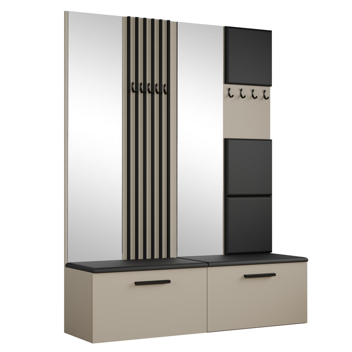 GARDEROBENSCHRANK MODULO 161,2/204/40 cm Modern Garderobe-Set Kaschmir - Kaschmir/Schwarz, Holzwerkstoff (161.2/204/40cm) - MASSENO