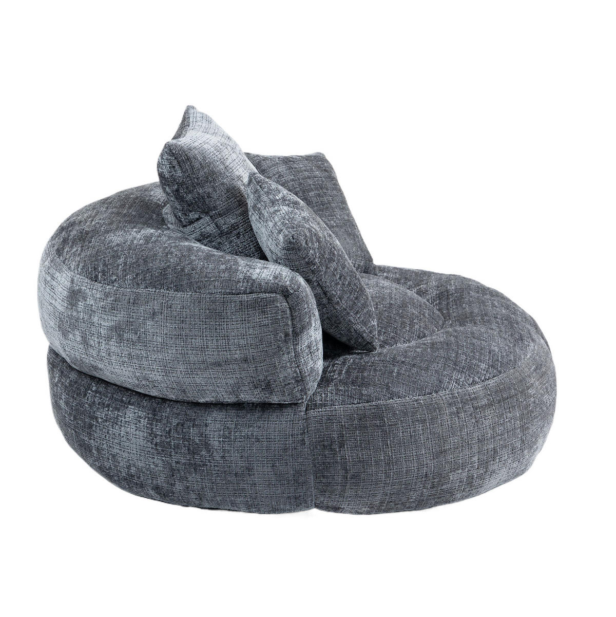 SITZSACK-SESSEL 108/108/52 cm mit hoher Rückenlehne und Armlehnen aus Chenille, weich und geräumig, Grau - Grau, Textil (108/52/108cm) - Redom