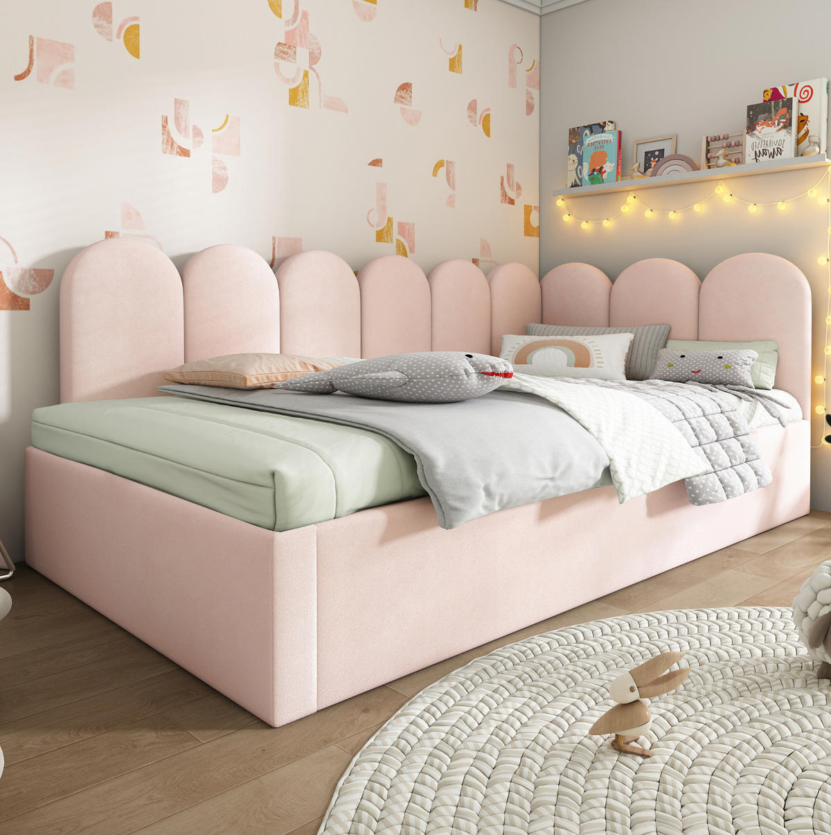 TAGESBETT mit Ausziehbett 90x200 cm Samt Rosa - Pink, Holzwerkstoff (90/200cm) - Beauniv