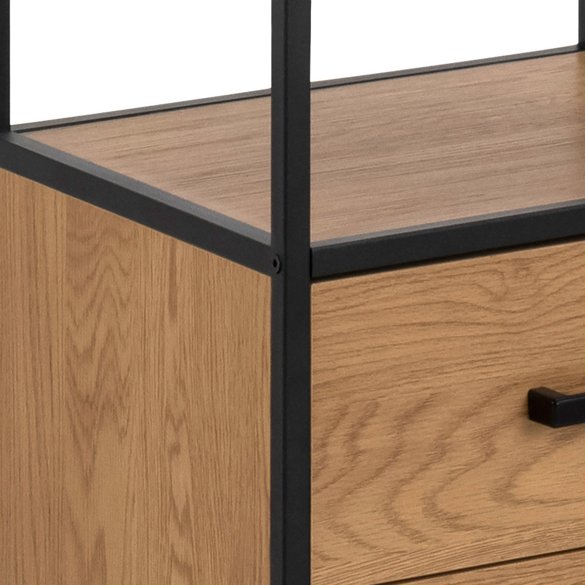 REGAL - Wildeiche Dekor / Schwarz - Braun, Holzwerkstoff/Metall (42/185/35cm) - home24