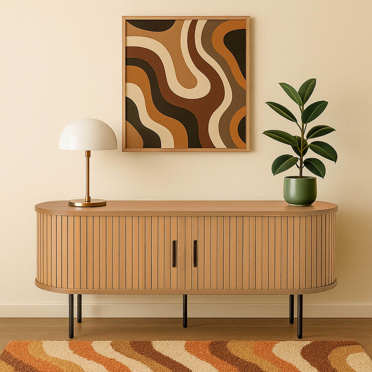TV-MÖBEL 120 cm, Beige - Beige, Holz (40/55/120cm) - Oviala