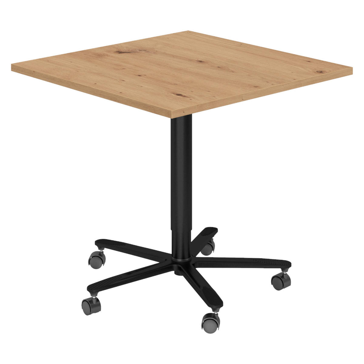 SÄULENHUBTISCH eckig ST 80/80/74 cm in Wildeiche/schwarz - Wildeiche/Schwarz, Holzwerkstoff (80/80/74cm) - bümö