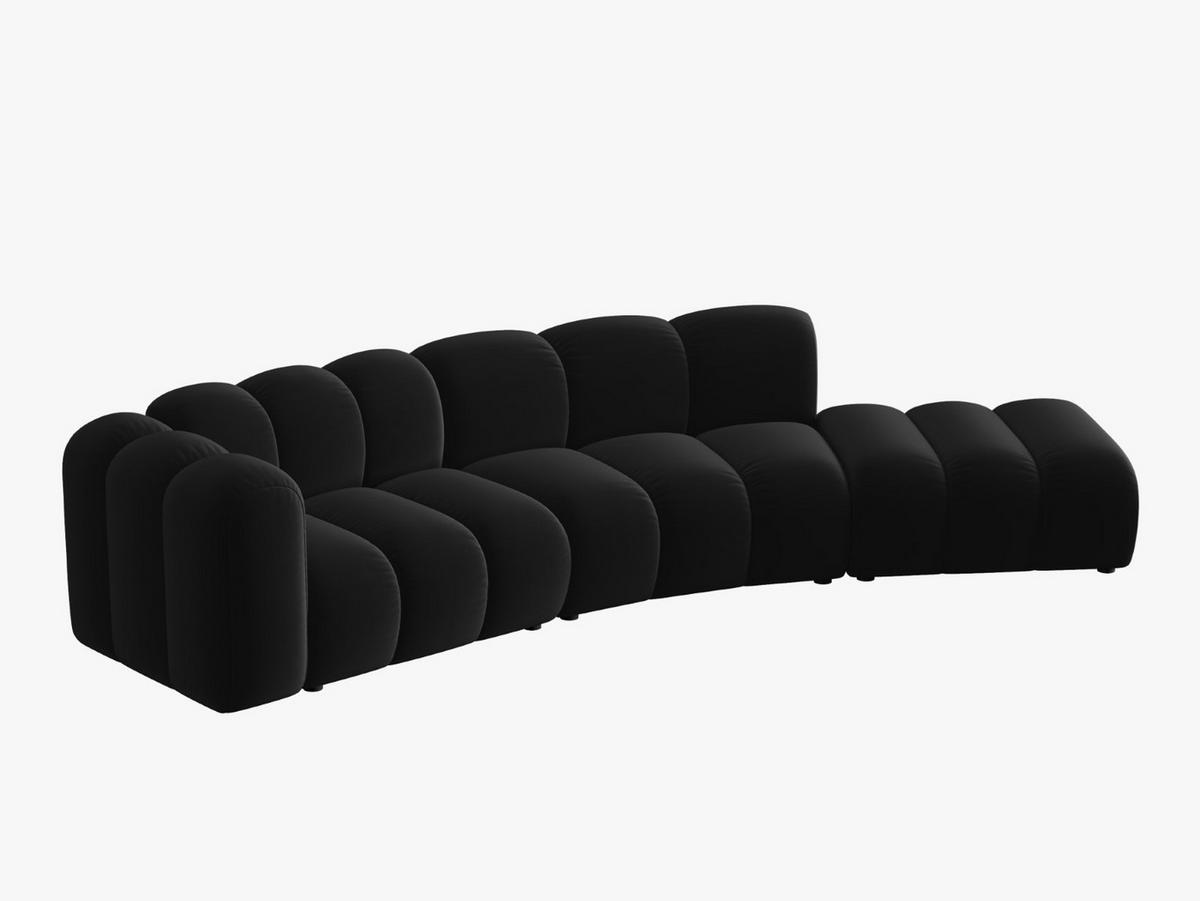 SOFA modular rechts Lupine aus Samt schwarz 5 Sitzplätze - Schwarz, Textil (166/70/335cm) - Micadoni