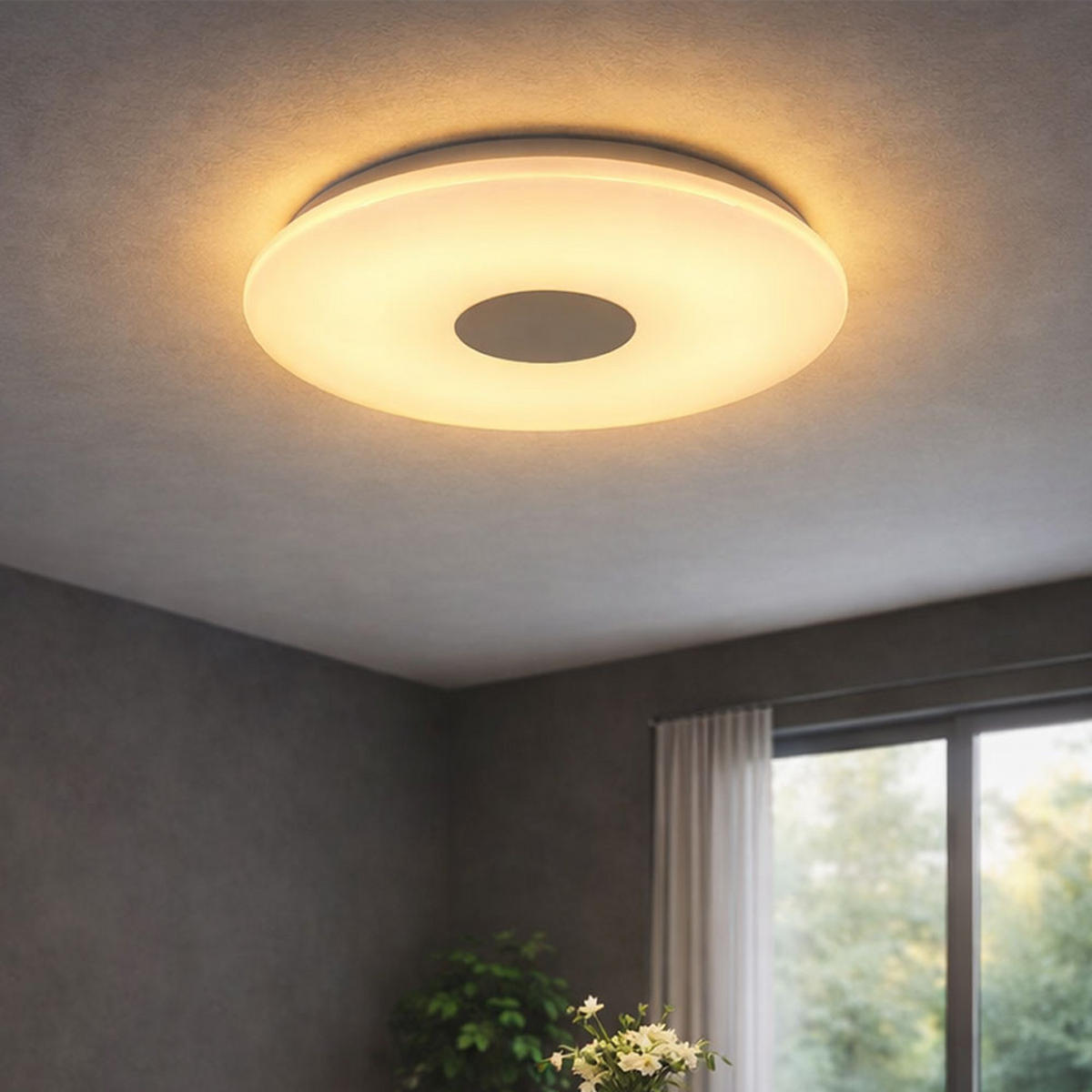 LED DECKENLEUCHTE Augustus Weiß Chrom - Weiß, Metall (37.5/37.5/5.2cm) - Globo Lighting