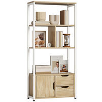 BÜCHERREGAL,BÖDEN Schubladen Tür Industriestil 58x24x122cm,weiß-naturholz - Weiß, Holzwerkstoff (58/122/24cm) - Vallsero