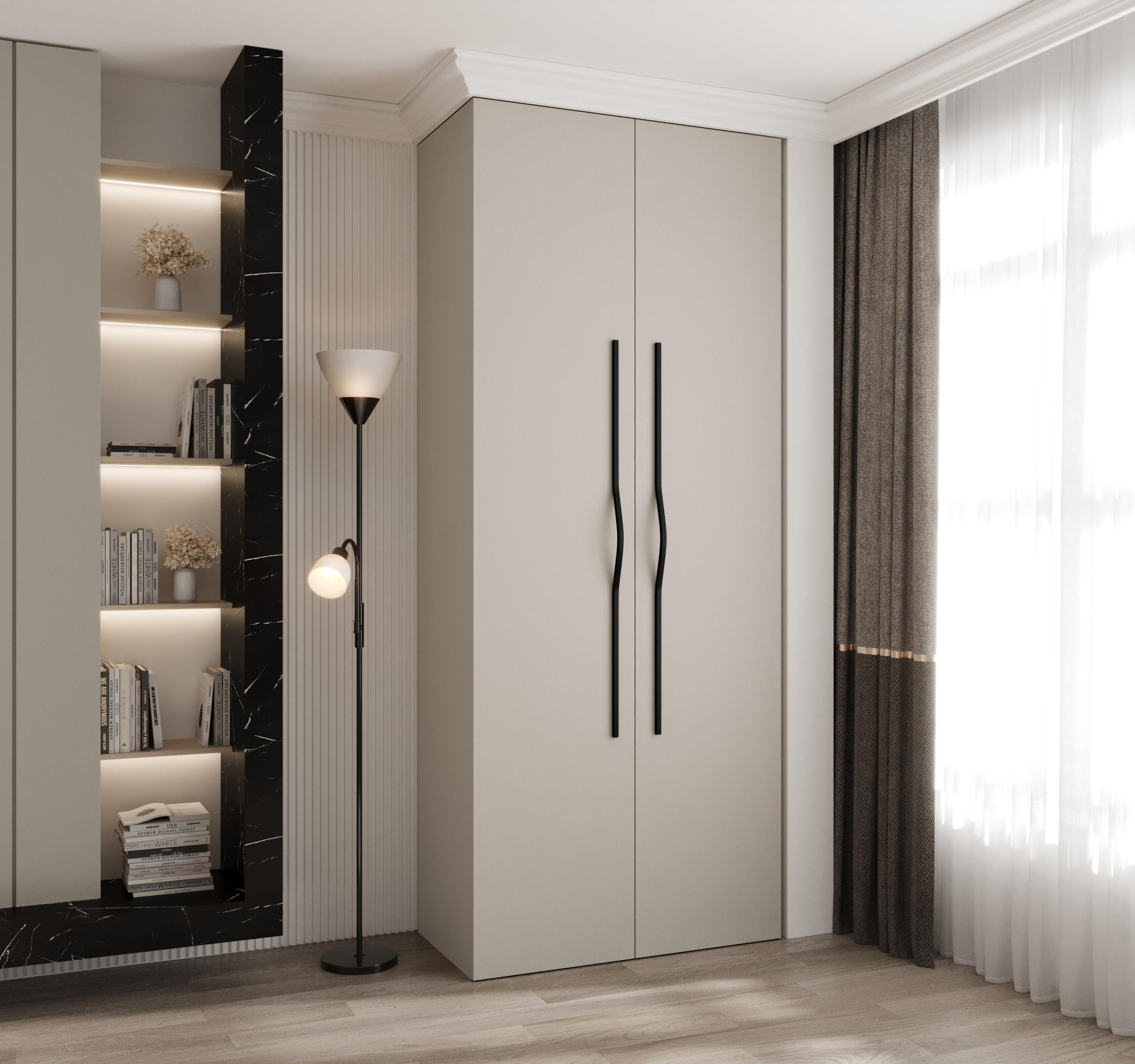 DREHTÜRENSCHRANK 245,5/100/50 2-türig - Kaschmir/Schwarz, Holz/Metall (100/245.5/50cm) - Abiks Möbel