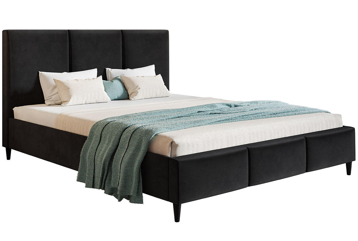 BETT Schwarz LUXO 7 Gepolstert Auf Hohen Beinen 120x200 cm - Schwarz, Textil (120/200cm) - Sepro Meble