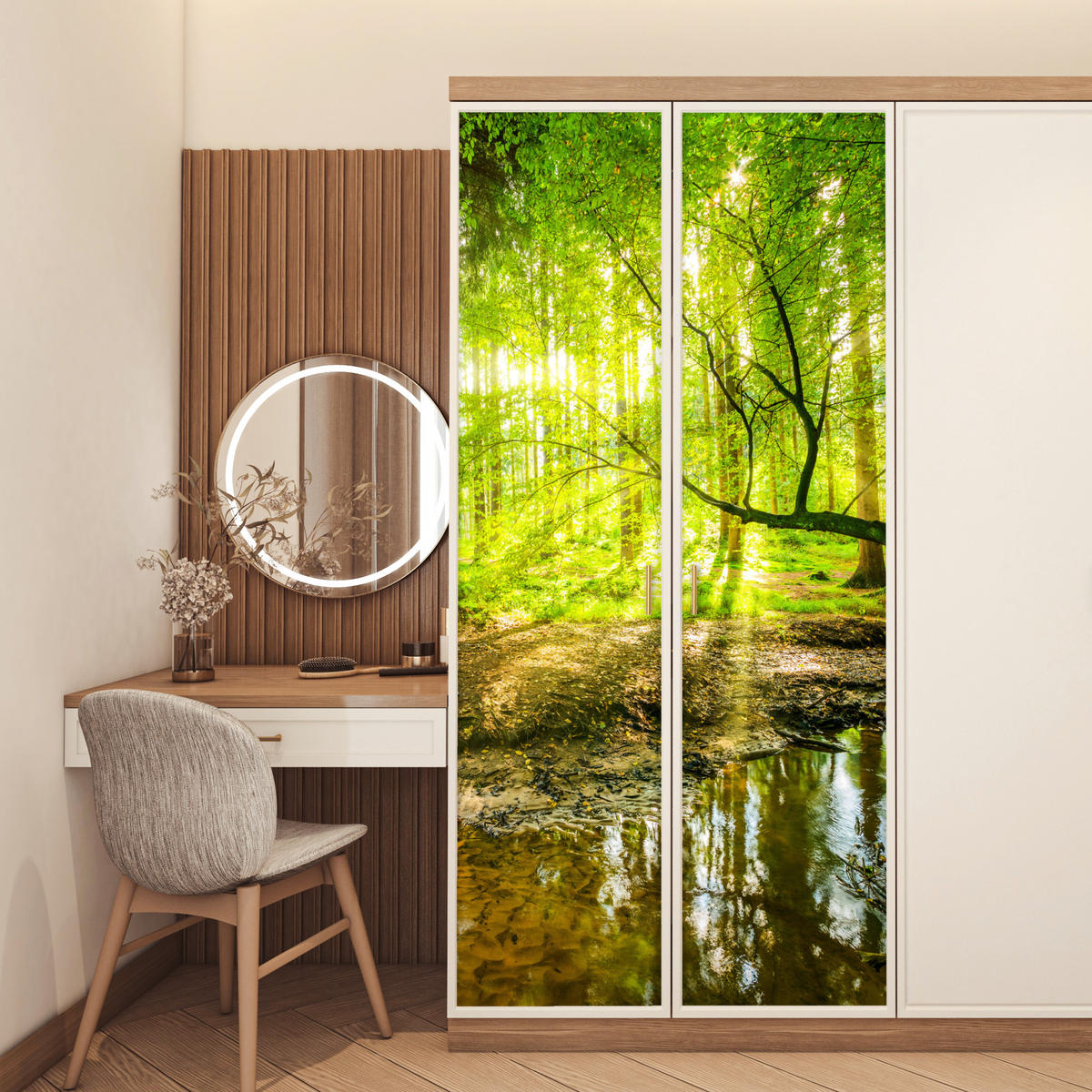 NALJEPNICA ZA VRATA Šuma 95x215 cm - svijetlo zelena, plastika (95/0.1cm) - MuchoWow