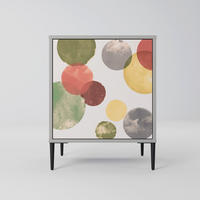 SIDEBOARD FLEETING HAPPINESS, Grau, 57,5x42x72,5 cm, Schwarze Metallfüße - Multicolor/Schwarz, Holzwerkstoff/Metall (57.5/72.5/42cm) - SpaceRebels