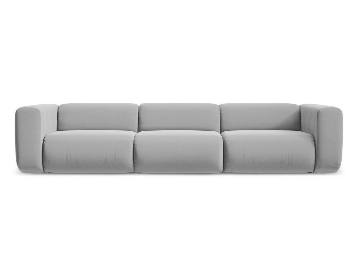 4-SITZER-SOFA Samt Stoff Grau - Schwarz/Grau, Kunststoff/Textil (319/70/89cm) - Makamii