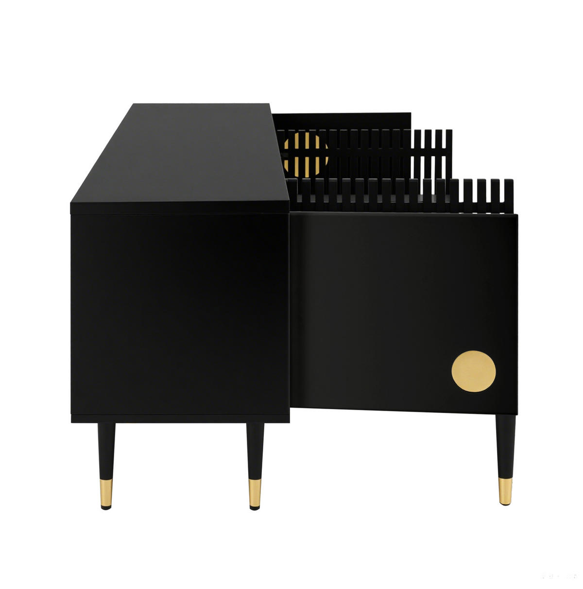TV-SCHRANK 170/36/54 cm weiß MDF mit Gitterstruktur und goldenen Akzenten - Schwarz, Holzwerkstoff (170/54/36cm) - OKWISH