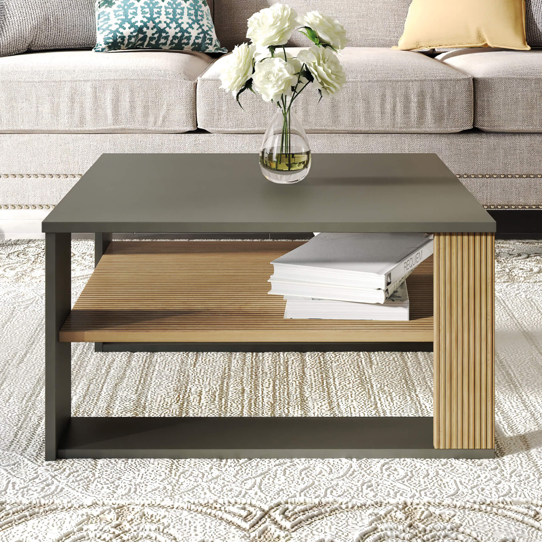 COUCHTISCH Dunkelgrau 75/75/40 cm - Grau, Holzwerkstoff (75/75/40cm) - Mobili Rebecca