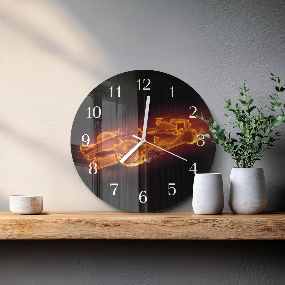 WANDUHR fi30 cm - Schrott - Orange, Glas (30/30/0.4cm) - TULUP