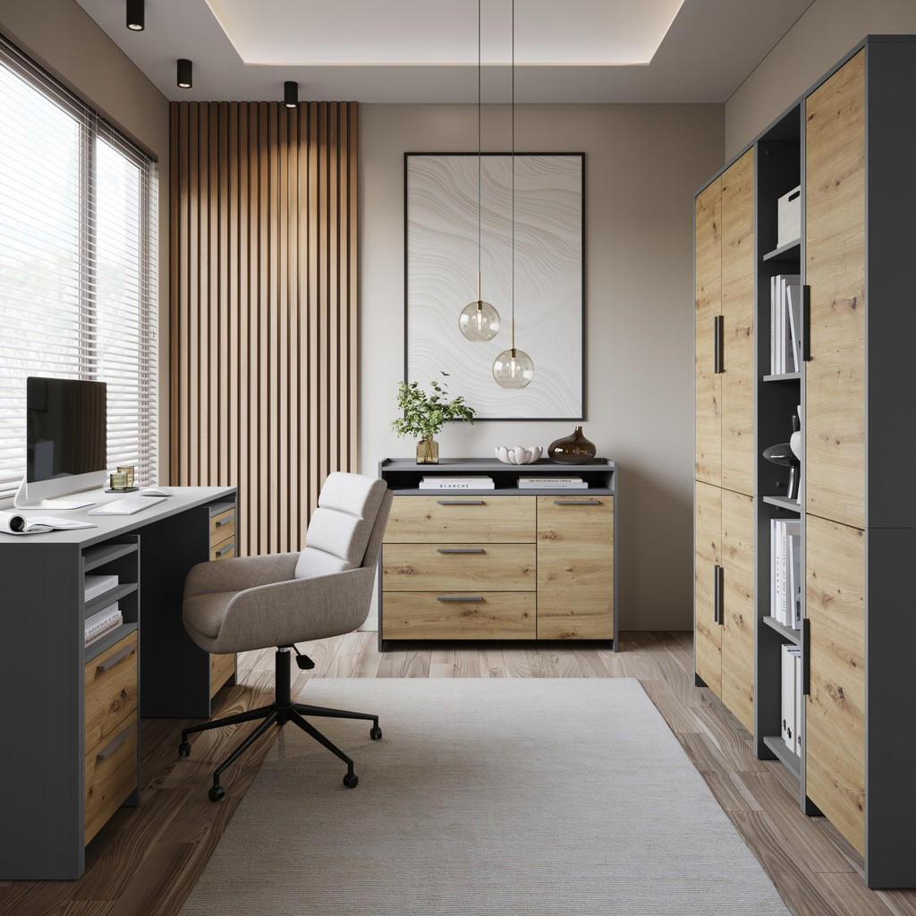 Thumbnail - Matkam Möbel Kommode, Anthrazit, Holzwerkstoff, 36x70.4x35.6 cm, Wohnzimmer, Kommoden & Sideboards, Kommoden