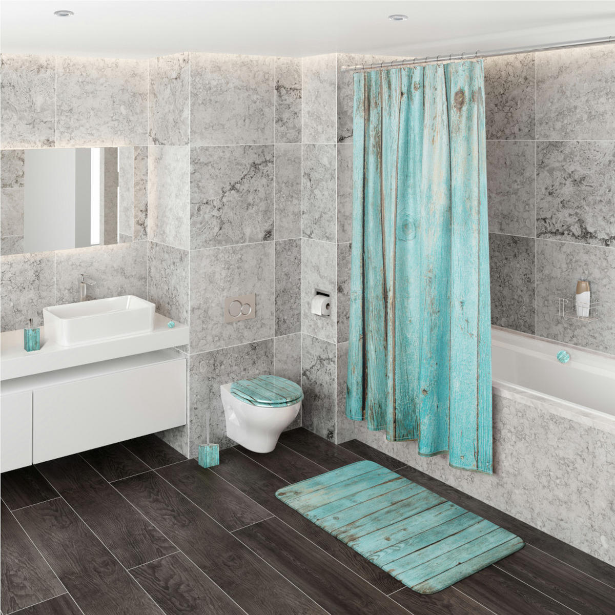 WC-SITZ mit Absenkautomatik Lumber - Türkis, Holzwerkstoff (38/6/47cm) - Sanilo