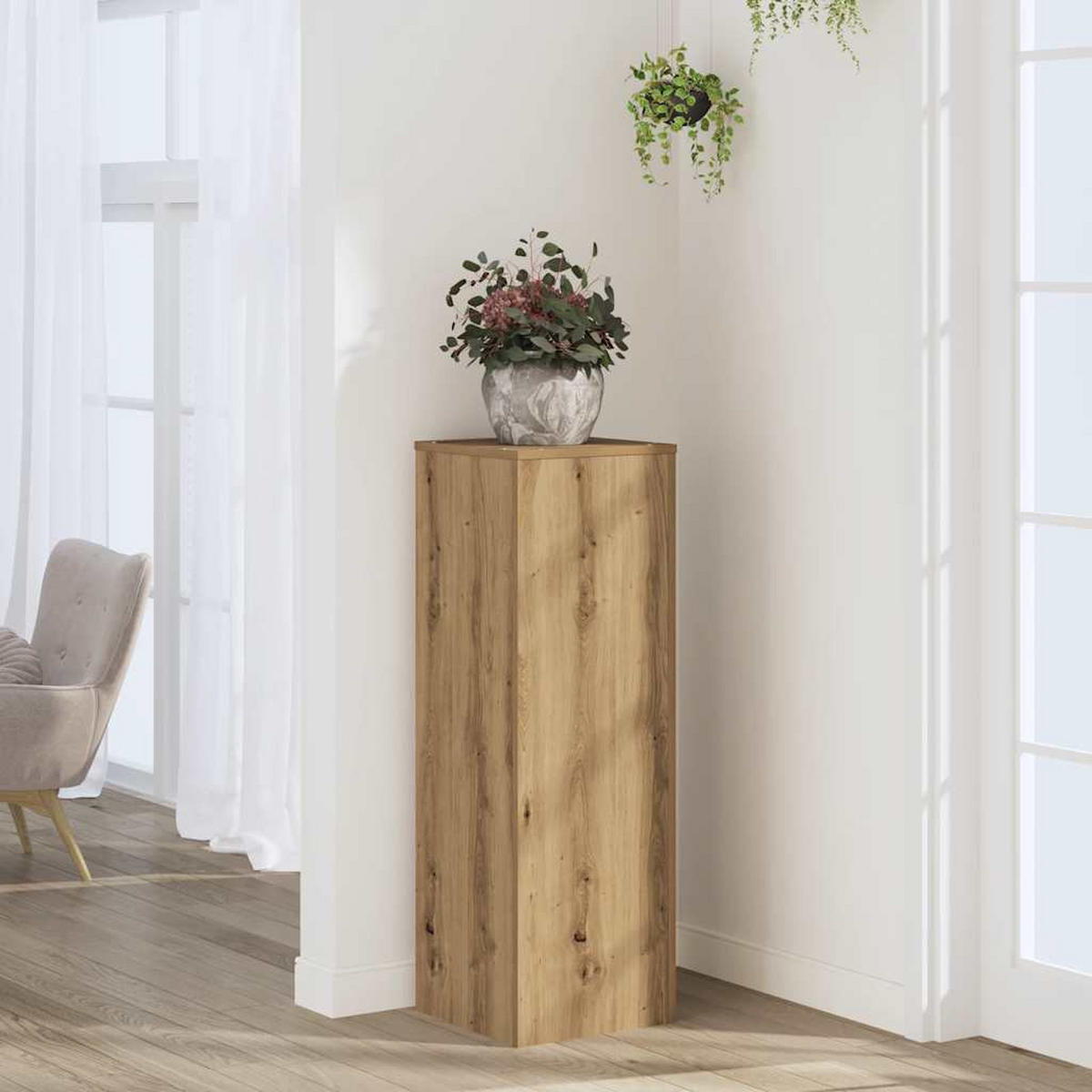 PFLANZENSTÄNDER Artisan-Eiche 33/33/100 Cm Holzwerkstoff - Hellbraun, Holzwerkstoff (33/100/33cm) - vidaXL