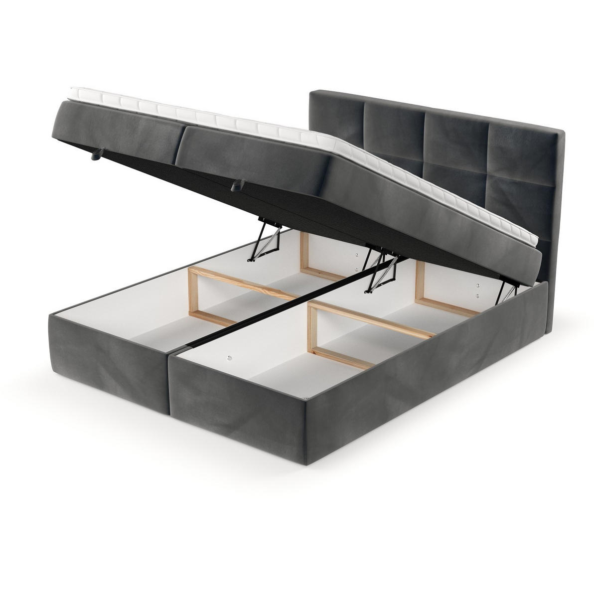 BOXBETT Velto 180/200 cm Anthrazit im Paros Stoff - Anthrazit/Schwarz, Holz/Holzwerkstoff (180/200cm) - AltaBeds