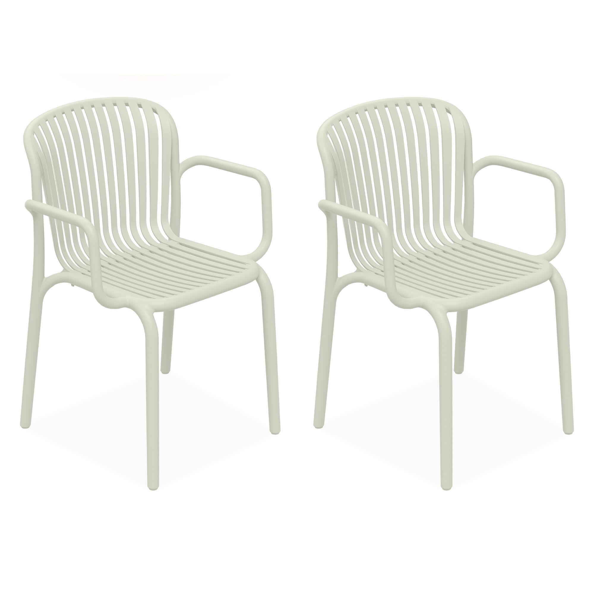 GARTENSTUHL FICCARI 2-er Set, Beige - Beige, Kunststoff (57.5/82.5/53cm) - KONSIMO®