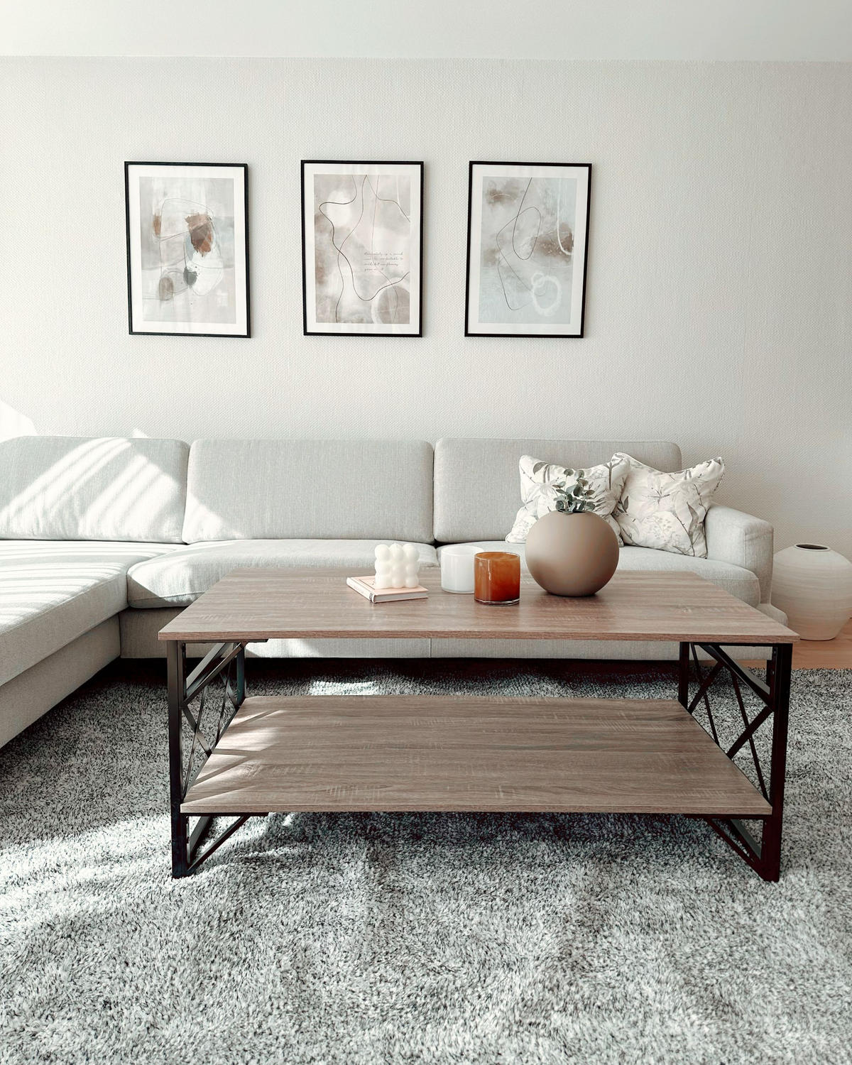COUCHTISCH Holzoptik taupe rechteckig Bolton - Taupe/Schwarz, Holzwerkstoff (61/120/51cm) - Beliani