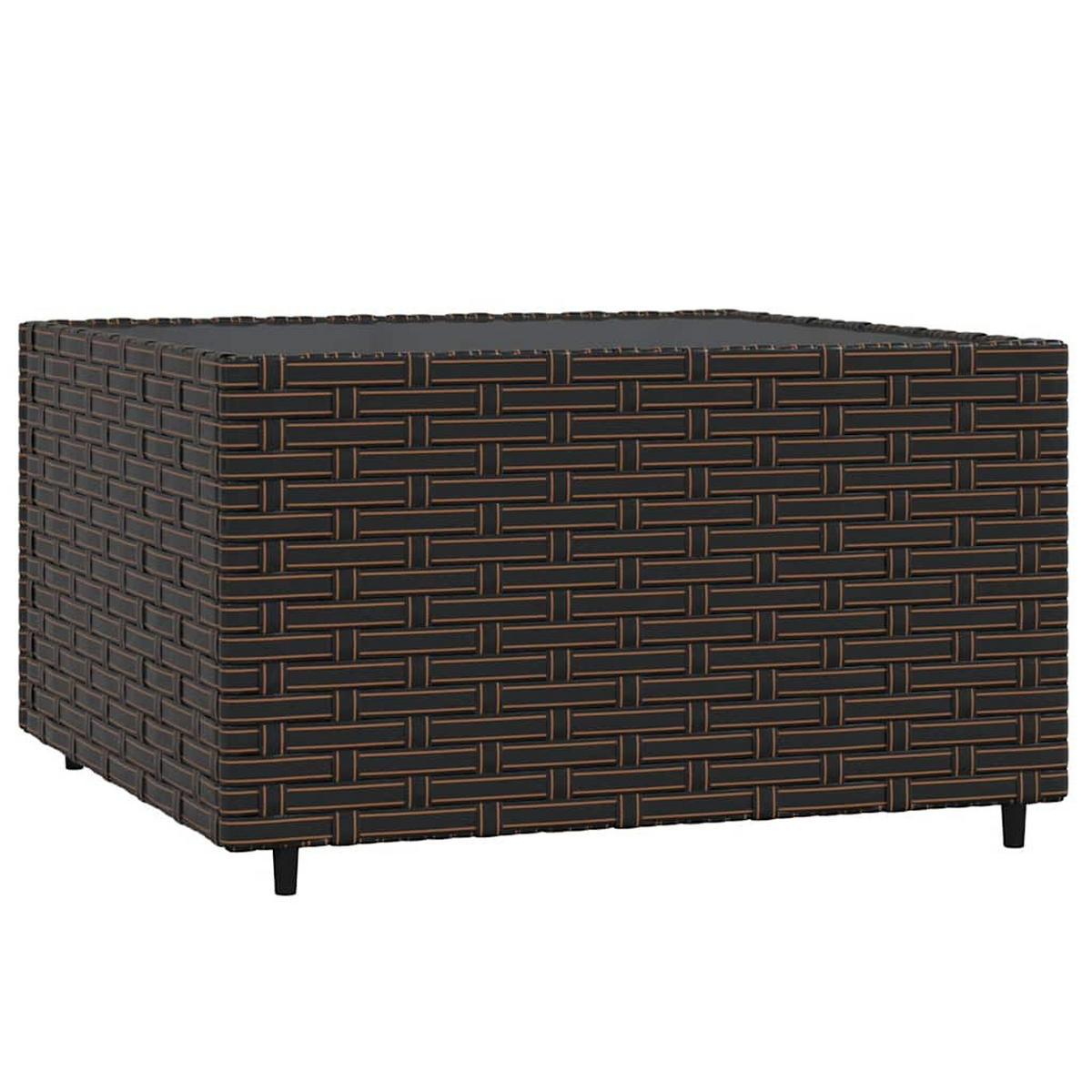 LOUNGEGARNITUR mit Cremeweiß Auflagen und 50 cm Couchtisch, aus Poly Rattan und Glas, Braun, 4-teiliges Set - Braun, Kunststoff - vidaXL