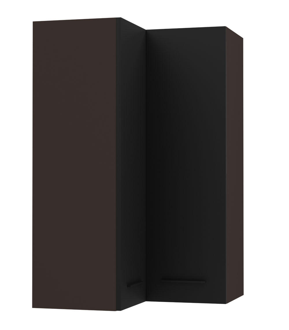 ECKHÄNGESCHRANK Bonn W14/60 lava / schwarz matt 60 / 60 / 96cm - Dunkelgrau/Schwarz, Holz/Holzwerkstoff (60/96/60cm) - Feldmann-Wohnen