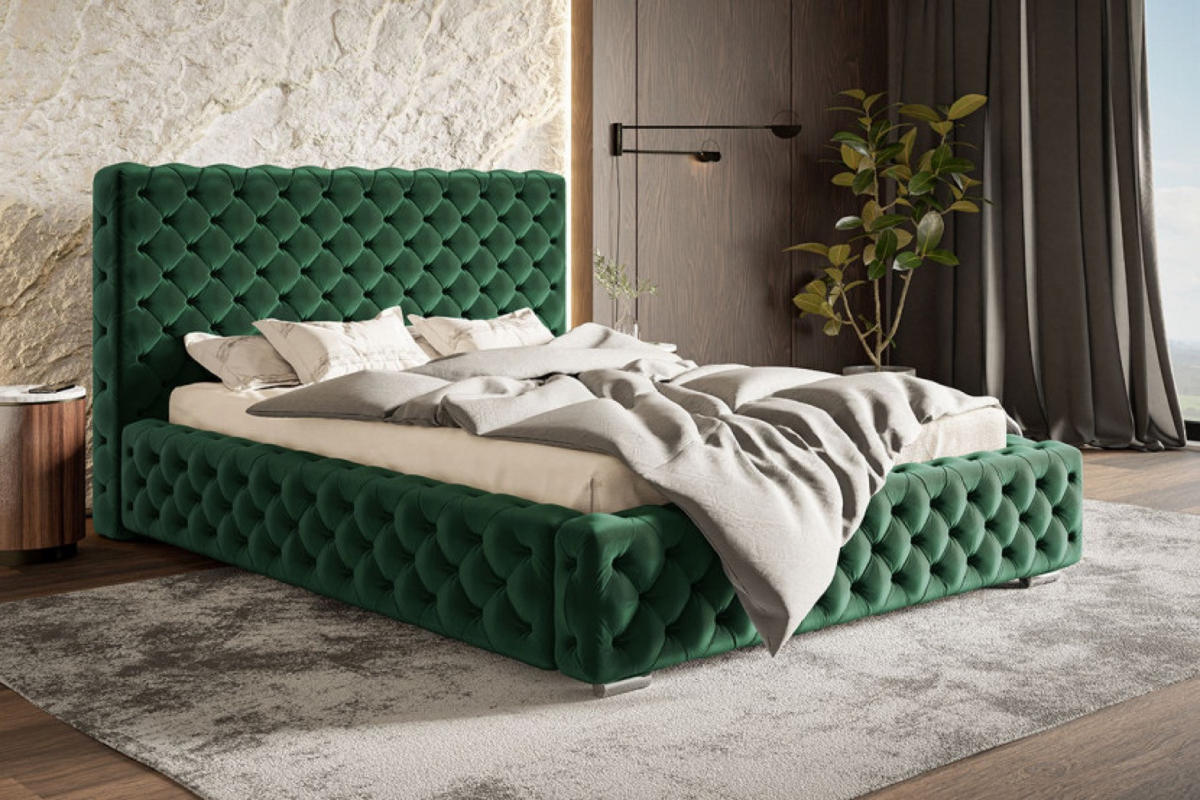BETT Grün BEN 15 Mit Bettkasten 90x200 cm - Schwarz/Grün, Textil (90/200cm) - Sepro Meble
