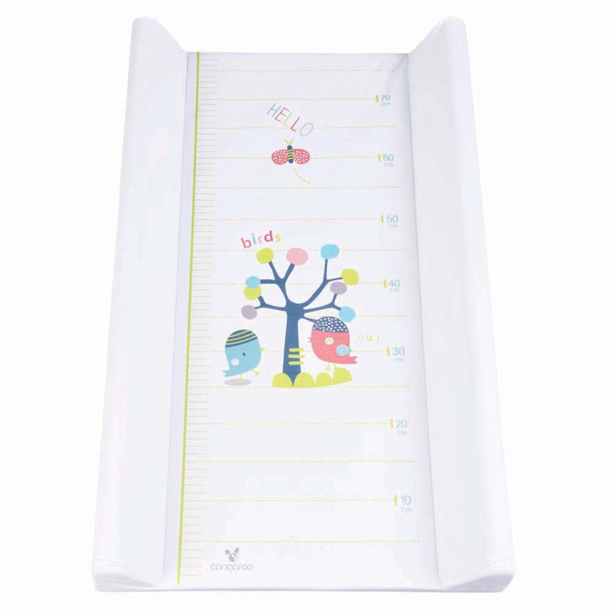 WICKELAUFLAGE Hello 50 x 80 cm weiß erhöhter Seitenrand, integriertes Maßband 10–70 cm, Rutschschutz - Weiß, Kunststoff (50/80cm) - Cangaroo