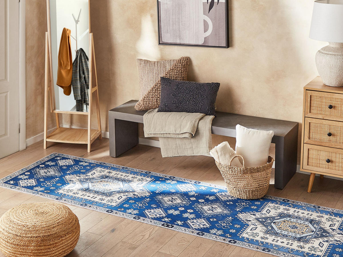 KURZFLOR-TEPPICH Parvakadli 300/80 cm - Blau, Kunststoff (80/300cm) - Beliani