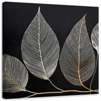 LEINWANDBILD Minimalismus hinterlässt Zweig Glamour Silber 50x50cm - Silberfarben, Textil (50/50cm) - Feeby