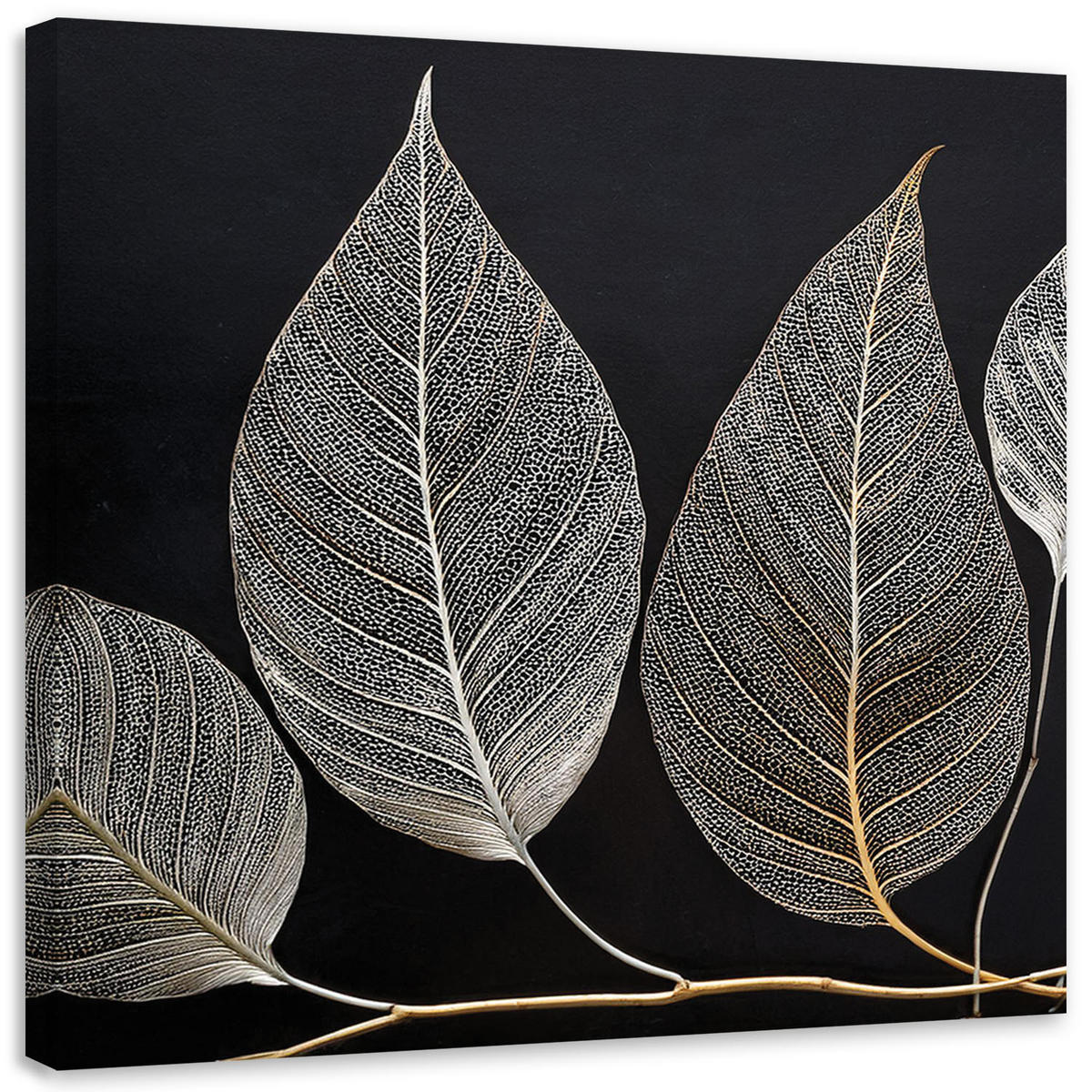 LEINWANDBILD Minimalismus hinterlässt Zweig Glamour Silber 50x50cm - Silberfarben, Textil (50/50cm) - Feeby