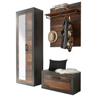 GARDEROBEN-SET Used Wood Shabby, Matera grau 3-teilig 165 cm - Naturfarben/Grau, Glas/Holzwerkstoff (165/201/40cm) - Furn.Design