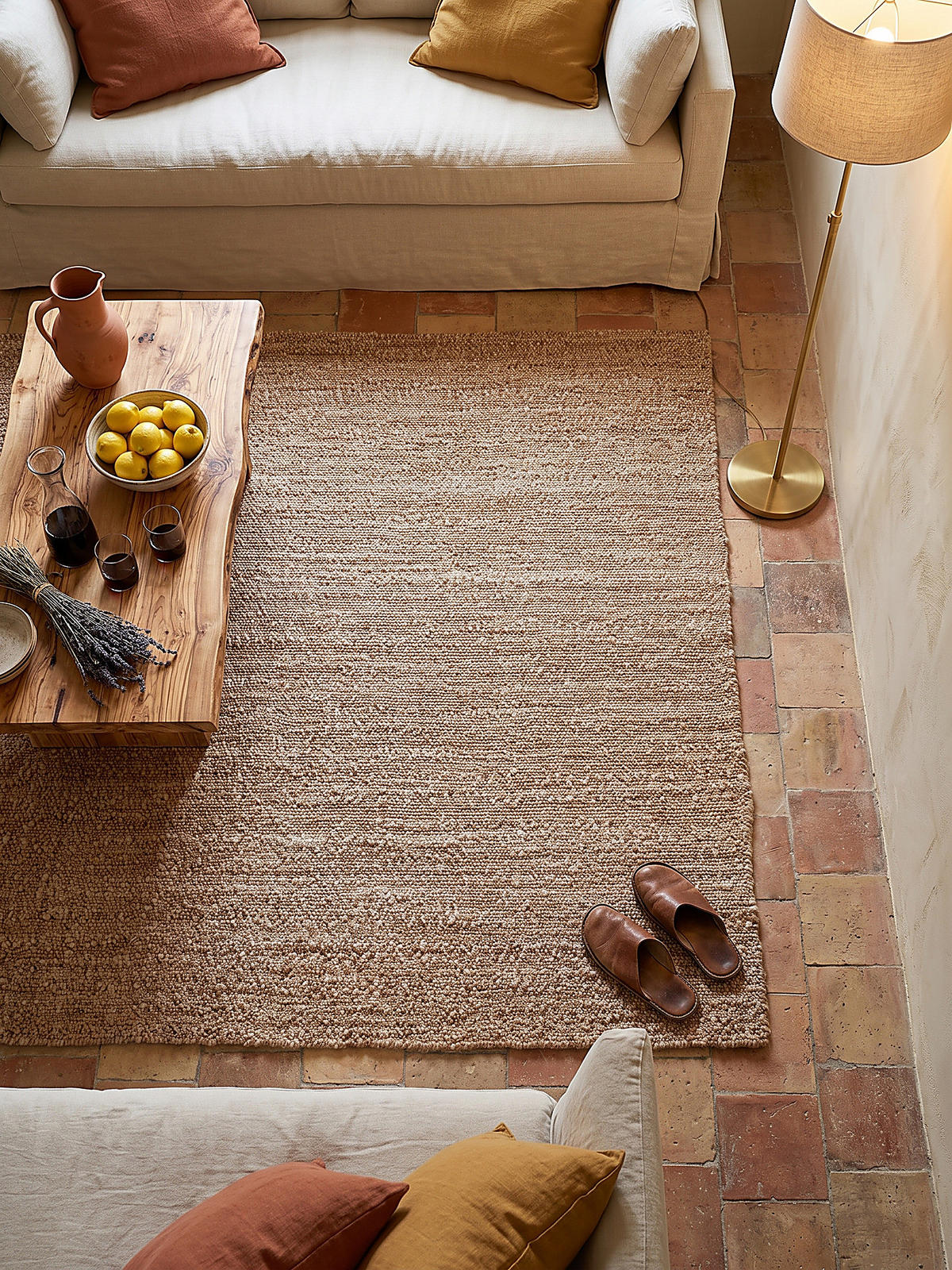 KURZFLORTEPPICH handgewebt GLAVEN, Bouclé-Struktur, Natur, 160 x 230 cm - Beige, Textil (160/230cm) - KADIMA DESIGN