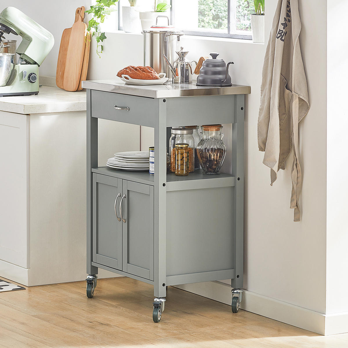 KÜCHENWAGEN Grau - Grau, Holzwerkstoff (60/90/45cm) - SoBuy