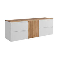 WASCHBECKUNTERSCHRANK MODERN 160 cm mit Arbeitsplatte Farbe: Eichen Craft mit geriffelter Vorderseite Farbe: Eichen Craft - Weiß - Weiß, Holzwerkstoff (160/57/46cm) - Rodan