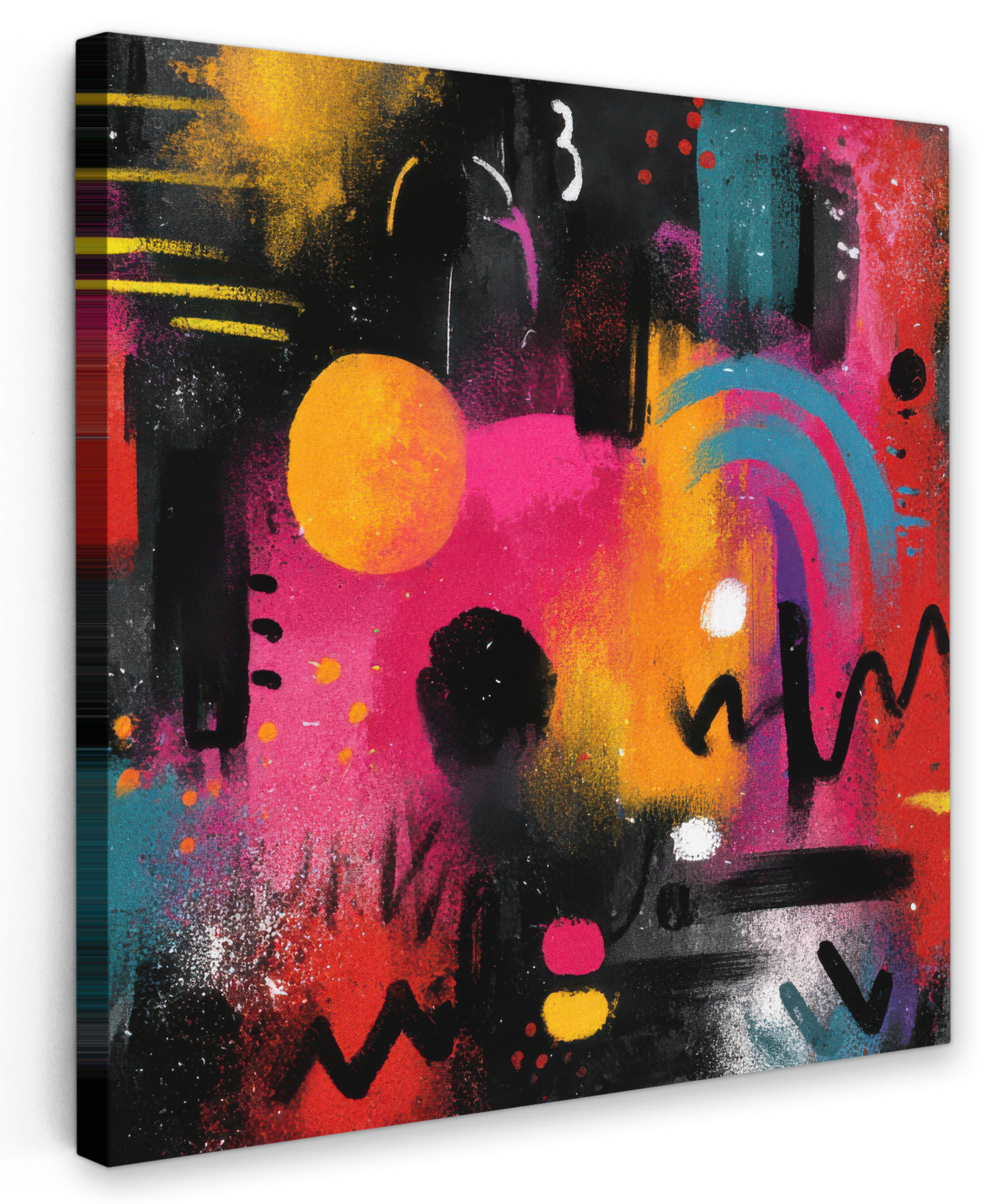 LEINWANDBILD Farbflächen - Formen - Bunt - Abstrakt Deko Groß 90x90 cm - Pink, Textil (90/90cm) - MuchoWow