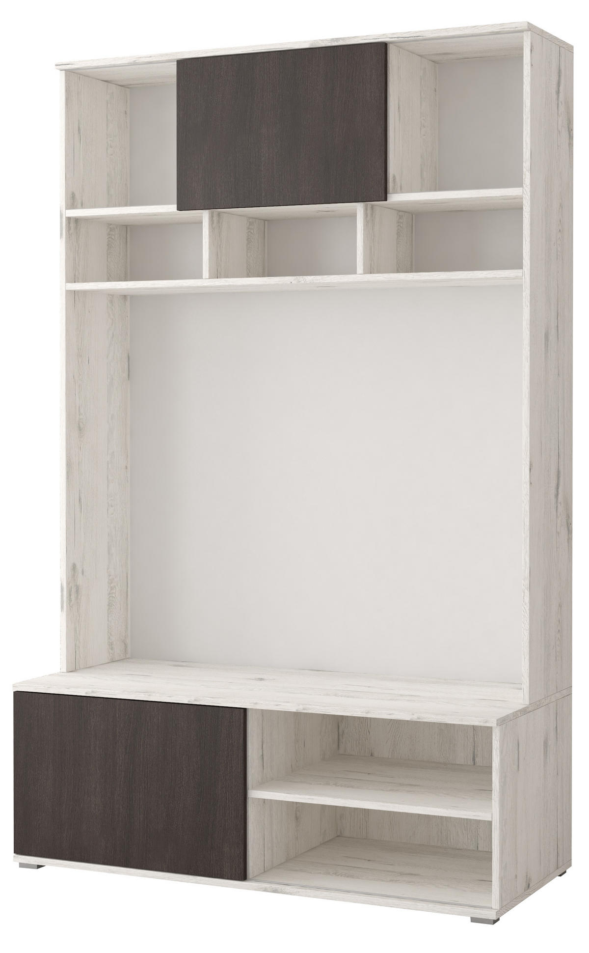 WOHNWAND 4-teilig 280/202/52 cm VIVA + blaue LED-Beleuchtung - Weiß, Holzwerkstoff (280/202/52cm) - imoebel24