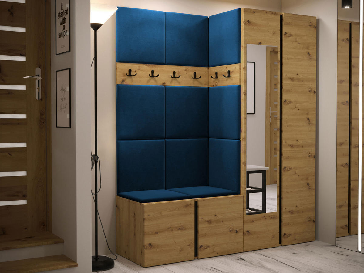 GARDEROBEN-SET Orion XII - Blau/Eiche Artisan, Holzwerkstoff/Kunststoff (158/186/46cm) - MIRJAN24