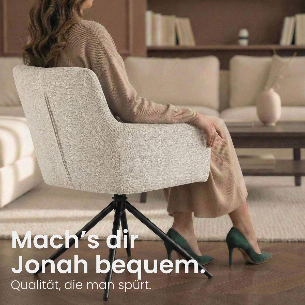 ARMLEHNENSTUHL 2er Set Stoff Creme - Creme/Schwarz, Textil/Metall (59/87/59cm) - CLP