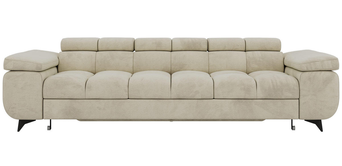 TŘÍMÍSTNÁ POHOVKA NIDELLO - Béžová Samet - černá/béžová, kov/textil (260/70/97cm) - MKS