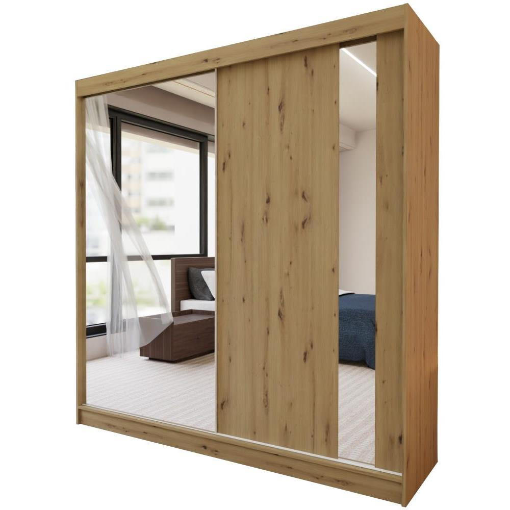 SCHWEBETÜRENSCHRANK Gaja 200/216/61 eiche Artisan mit Spiegel und Schubladen - Eiche Artisan, Holzwerkstoff (200/216/61cm) - Beautysofa