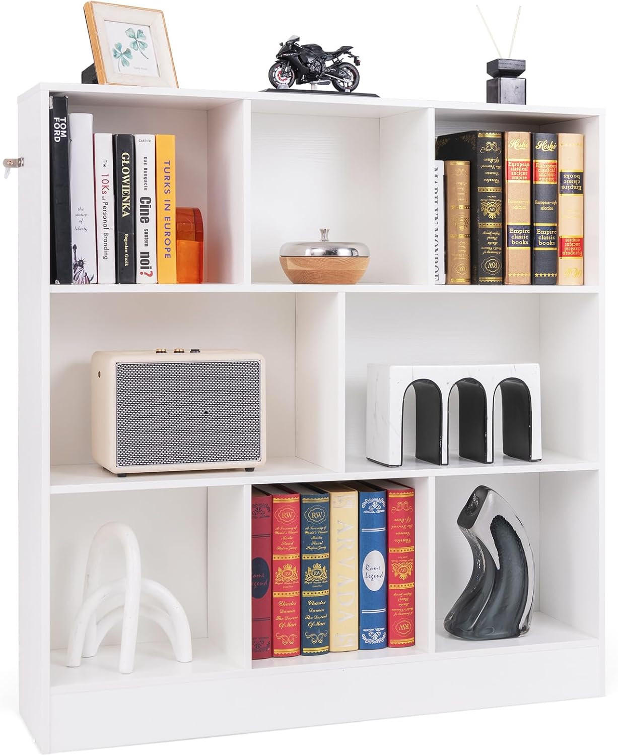BÜCHERREGAL Weiß - Weiß, Holz (24/104/100cm) - COSTWAY