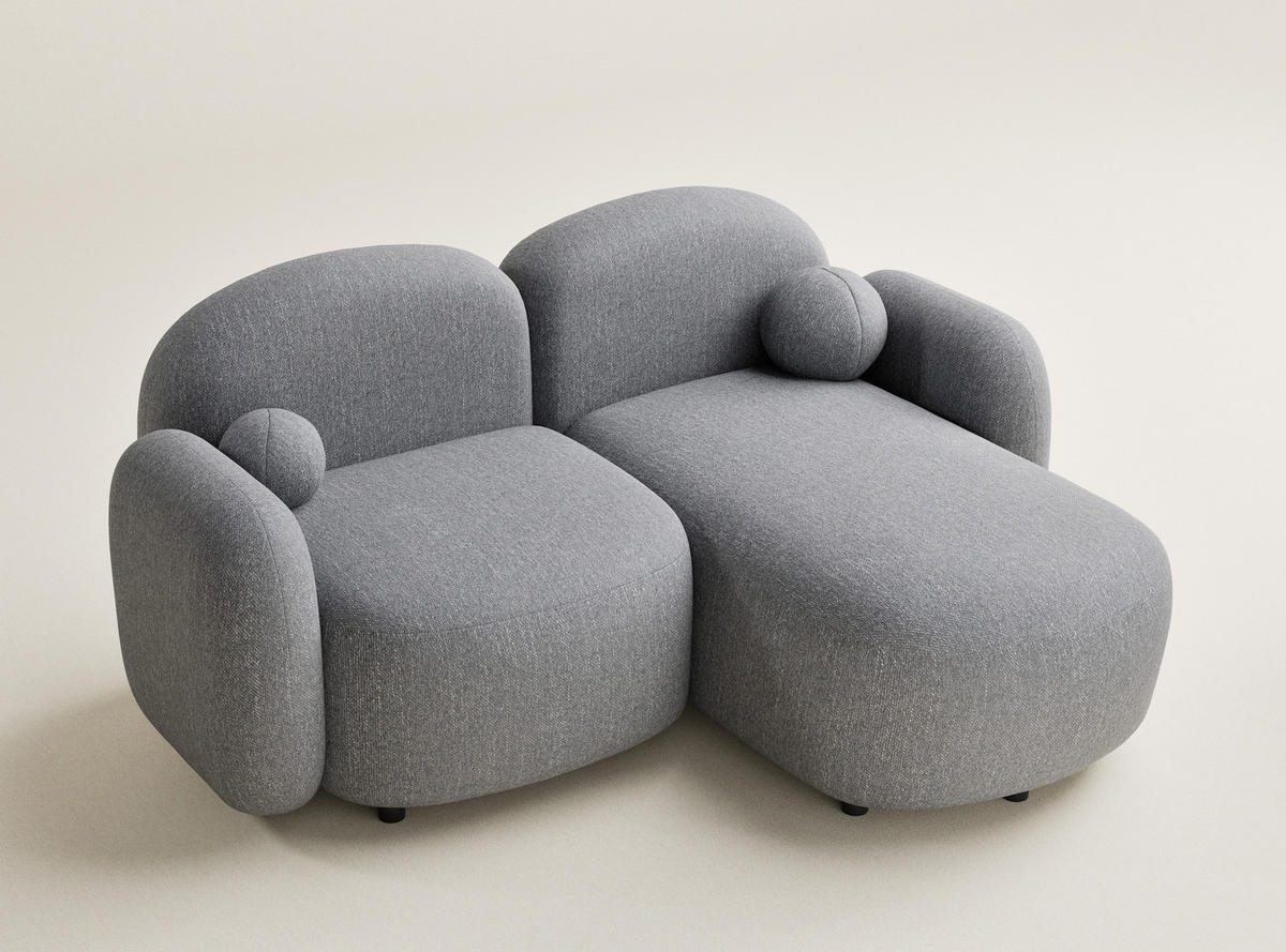 ECKSOFA Bahama Grau Webstoff - Schwarz/Grau, Holz/Holzwerkstoff (190/146cm) - Maison de Reve