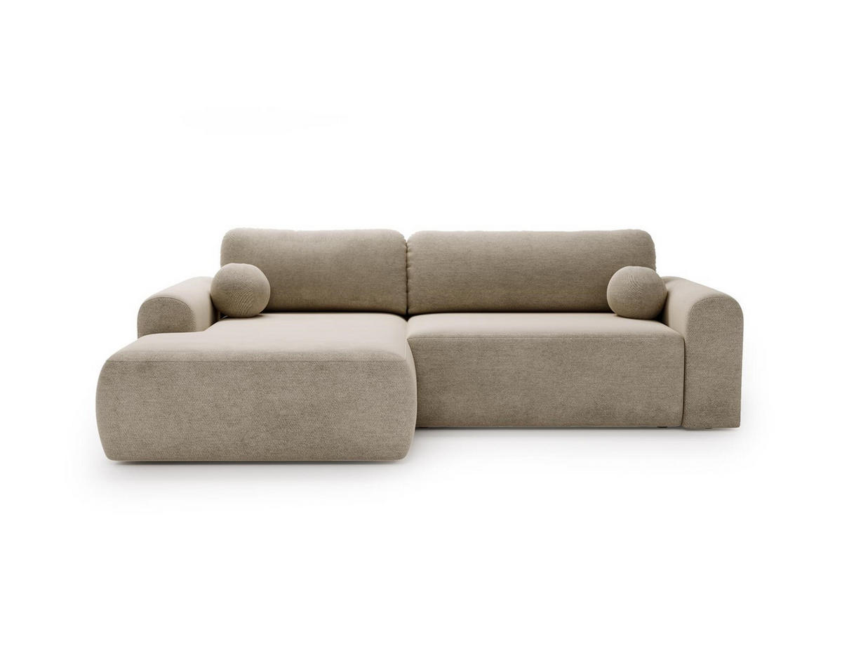 ECKSOFA Aurora Beige, mit Schlaffunktion in Vena Stoff, linke seite - Beige, Holzwerkstoff/Textil (257/177cm) - Bettso