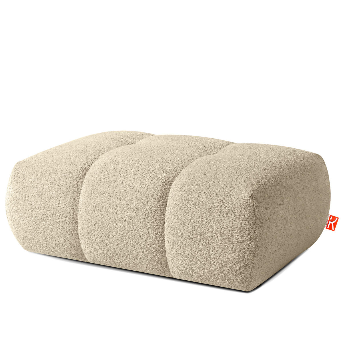 POUF LIRA, Hellbeige, Bouclé - Beige, Holz/Holzwerkstoff (96/43/50cm) - KONSIMO®